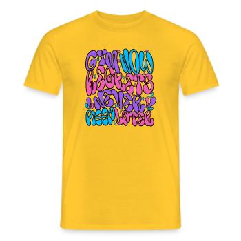 Typographie des bulles psychédéliques néon - T-shirt homme - jaune - Devant - AI Model Male 178 dark (178cm)