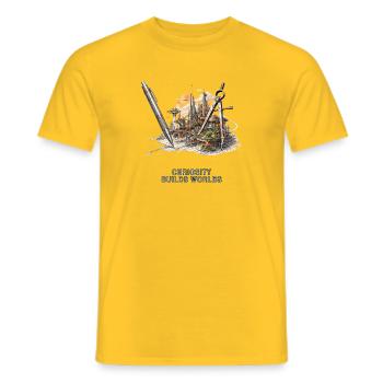 Architecture of an imaginary world - Men's T-Shirt - yellow - Front - AI Model Male 178 dark (178cm)