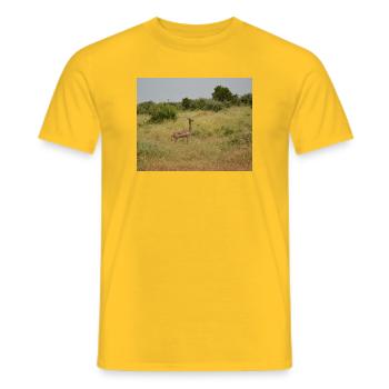 Deer in the steppe grass - Men's T-Shirt - yellow - Front - AI Model Male 178 dark (178cm)