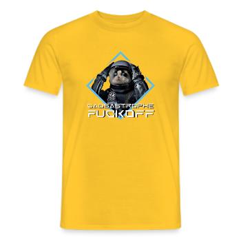 Gdasastrophe mit meiner Katze Zora - Männer T-Shirt - Gelb - Vorne - AI Model Male 178 dark (178cm)