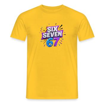 Six Seven 67 - Men's T-Shirt - yellow - Front - AI Model Male 178 dark (178cm)