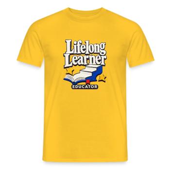 Enseignant pour apprenants tout au long de la vie : Enseignant de rentrée à l’école C - T-shirt homme - jaune - Devant - AI Model Male 178 dark (178cm)