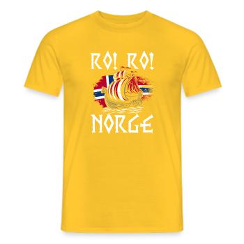 Norway Norge Fjords Scandinavian Ro Viking ship - Men's T-Shirt - yellow - Front - AI Model Male 178 dark (178cm)
