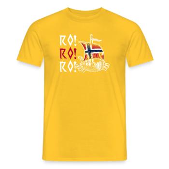 Norway Norge Fjords Scandinavian Ro Viking ship - Männer T-Shirt - Gelb - Vorne - AI Model Male 178 dark (178cm)