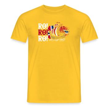 Norway Norge Fjords Scandinavian Ro Viking ship - Men's T-Shirt - yellow - Front - AI Model Male 178 dark (178cm)