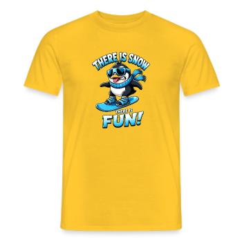 Penguin Snowboard Winter Sports Saying - Men's T-Shirt - yellow - Front - AI Model Male 178 dark (178cm)
