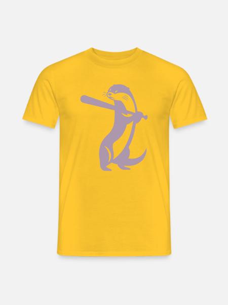Otter Baseball Silhouette - Männer T-Shirt - Gelb