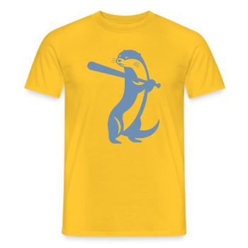 Otter Baseball Silhouette - Men's T-Shirt - yellow - Front - AI Model Male 178 dark (178cm)