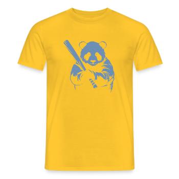 Minimalistische Panda Baseballspieler Silhouette - Männer T-Shirt - Gelb - Vorne - AI Model Male 178 dark (178cm)
