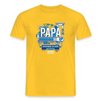 Papa Chargement En Cours 2026 Cadeau Futur Papa - T-shirt homme - jaune - Devant - AI Model Male 178 dark (178cm)