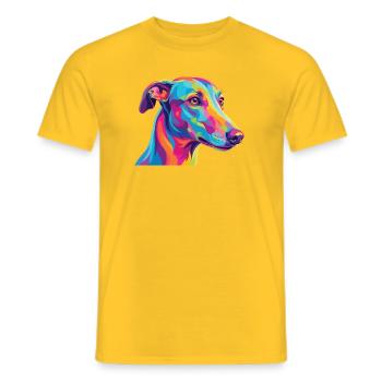 Watercolor Greyhound Colorful Sighthound Art - Men's T-Shirt - yellow - Front - AI Model Male 178 dark (178cm)