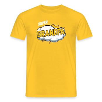 Super Grandpa Comic Motif - Men's T-Shirt - yellow - Front - AI Model Male 178 dark (178cm)