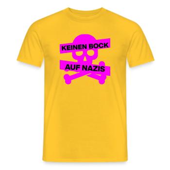 KEINEN BOCK AUF NAZIS, NO NZS, NO AFD, PINK SKULL - Männer T-Shirt - Gelb - Vorne - AI Model Male 178 dark (178cm)