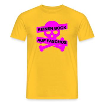 KEINEN BOCK AUF FASCHO, NO NZS, NO AFD, PINK SKULL - Männer T-Shirt - Gelb - Vorne - AI Model Male 178 dark (178cm)