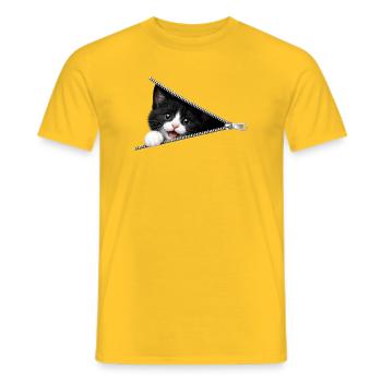 Cute Kitten Zipper Cat - Men's T-Shirt - yellow - Front - AI Model Male 178 dark (178cm)