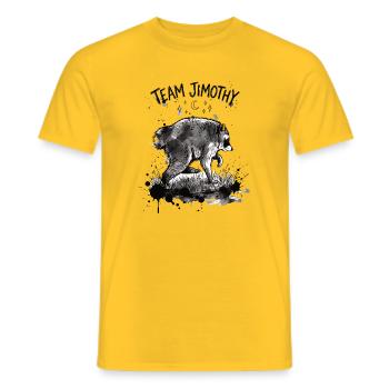 Jimothy Viral Raccoon Funny Team Jimothy - Men's T-Shirt - yellow - Front - AI Model Male 178 dark (178cm)