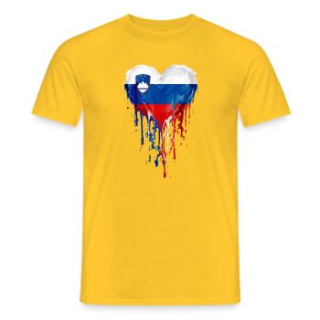 Heart of the Slovenian flag - Men's T-Shirt - yellow - Front - AI Model Male 178 dark (178cm)