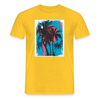 Palmen im Neon-Sonnenuntergang - Männer T-Shirt - Gelb - Vorne - AI Model Male 178 dark (178cm)