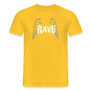Rave Wings Gothic logo - Men's T-Shirt - yellow - Front - AI Model Male 178 dark (178cm)