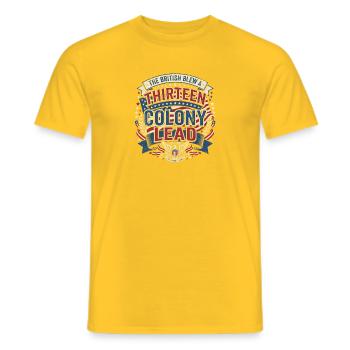 Die Briten verspielten am 4. Juli einen Vorsprung  - Männer T-Shirt - Gelb - Vorne - AI Model Male 178 dark (178cm)