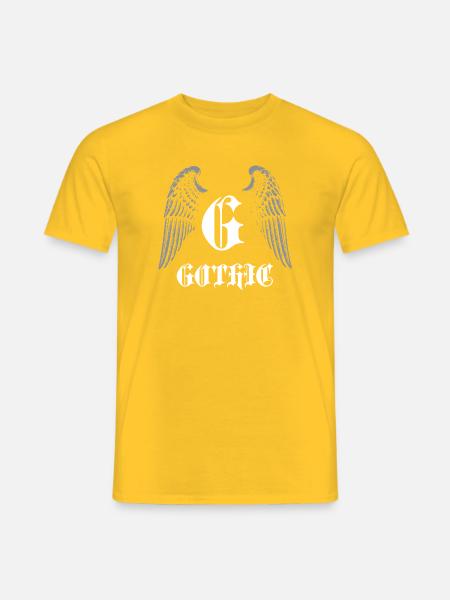 Gothic Monogram with Angel Wings - Men's T-Shirt - yellow