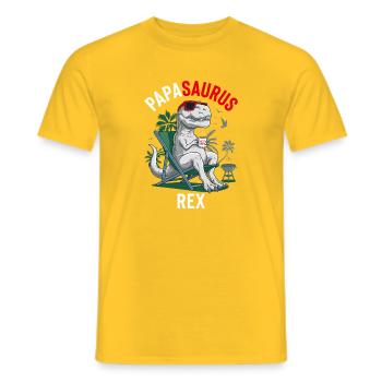 Papasaurus Rex Humour Fête des Pères Barbecue - T-shirt homme - jaune - Devant - AI Model Male 178 dark (178cm)