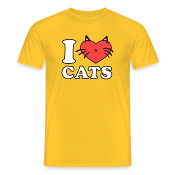 I Love Cats Heart Logo - Men's T-Shirt - yellow - Front - AI Model Male 178 dark (178cm)