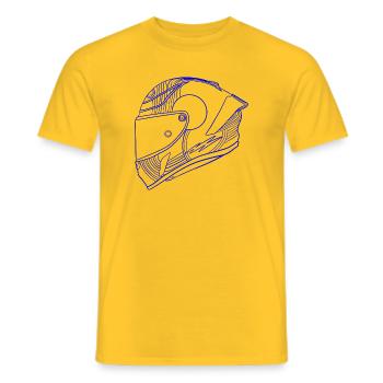 Visière de casque bleu néon - T-shirt homme - jaune - Devant - AI Model Male 178 dark (178cm)