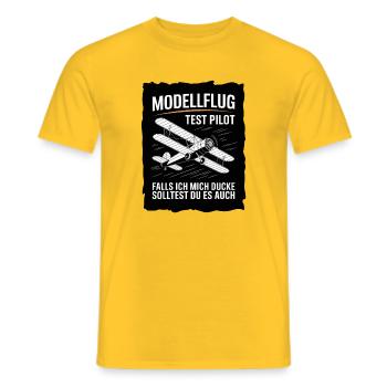  Modellflug Test Pilot Falls Ich Mich Ducke - Männer T-Shirt - Gelb - Vorne - AI Model Male 178 dark (178cm)