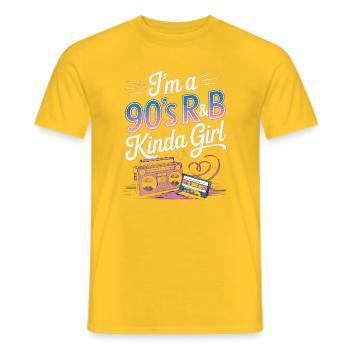 Je suis une fille R&B des années 90, un peu rétro - T-shirt homme - jaune - Devant - AI Model Male 178 dark (178cm)