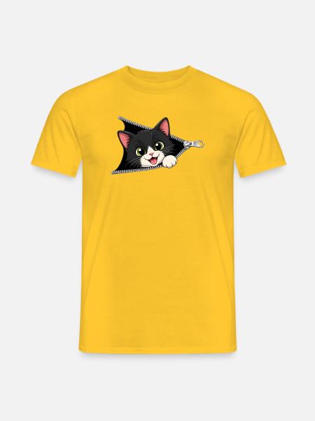 Cute Kitten Zipper Cat - Men's T-Shirt - yellow