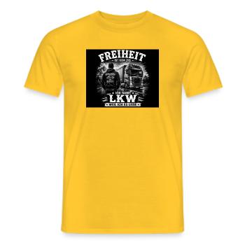 Freiheit auf Rädern: LKW-Liebe - Männer T-Shirt - Gelb - Vorne - AI Model Male 178 dark (178cm)