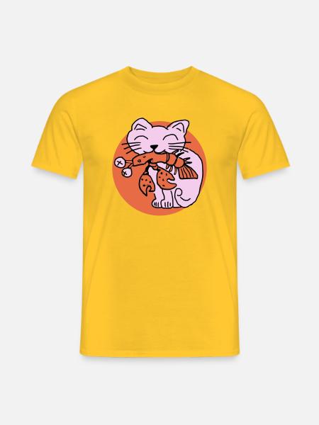 Cat eats cancer - Men's T-Shirt - yellow