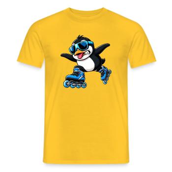 Cool Penguin Patineur en ligne Humoristique - T-shirt homme - jaune - Devant - AI Model Male 178 dark (178cm)