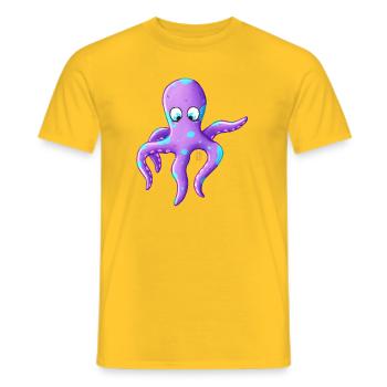 Pop Art du Calamar Violet - T-shirt homme - jaune - Devant - AI Model Male 178 dark (178cm)