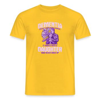 Dementia: Daughter never gives up - Men's T-Shirt - yellow - Front - AI Model Male 178 dark (178cm)
