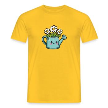 Flowery Watering Can Cartoon - Men's T-Shirt - yellow - Front - AI Model Male 178 dark (178cm)