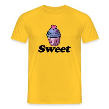Cœur de cupcake aquarelle pastel - T-shirt homme - jaune - Devant - AI Model Male 178 dark (178cm)