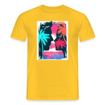 Neon Tropics Silhouette Romance - Männer T-Shirt - Gelb - Vorne - AI Model Male 178 dark (178cm)