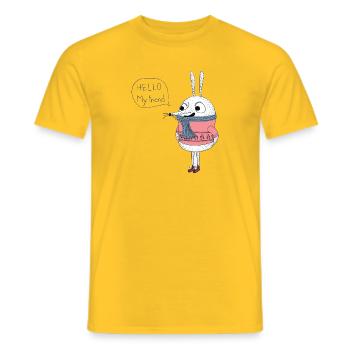 Süßer Hase Hello My Friend Cartoon - Männer T-Shirt - Gelb - Vorne - AI Model Male 178 dark (178cm)