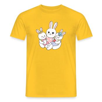 Süße Hasenfamilie mit Kindern Cartoon - Männer T-Shirt - Gelb - Vorne - AI Model Male 178 dark (178cm)