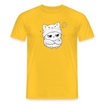 Knurrende Eule mit Katzenhut - Männer T-Shirt - Gelb - Vorne - AI Model Male 178 dark (178cm)