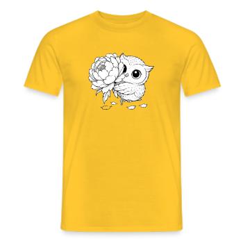Hibou floral et pivoine - T-shirt homme - jaune - Devant - AI Model Male 178 dark (178cm)