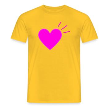 Bright Pink Heart | Modern Love Graphic - Männer T-Shirt - Gelb - Vorne - AI Model Male 178 dark (178cm)