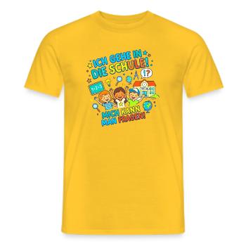 Ich bin Schulkind! Man kann mich also fragen! - Männer T-Shirt - Gelb - Vorne - AI Model Male 178 dark (178cm)