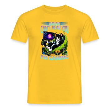Gamer Gaming Cat Video Game - Männer T-Shirt - Gelb - Vorne - AI Model Male 178 dark (178cm)