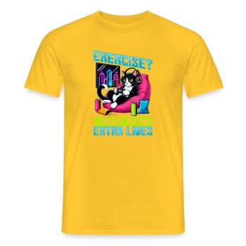 Gamer Gaming Cat Video Game - Männer T-Shirt - Gelb - Vorne - AI Model Male 178 dark (178cm)