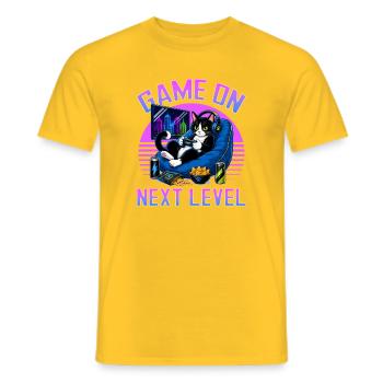 Gamer Gaming Cat Video Game - Männer T-Shirt - Gelb - Vorne - AI Model Male 178 dark (178cm)