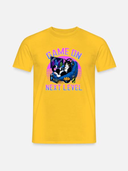 Gamer Gaming Cat Video Game - Männer T-Shirt - Gelb