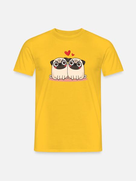 Mopspaar Mops - Männer T-Shirt - Gelb